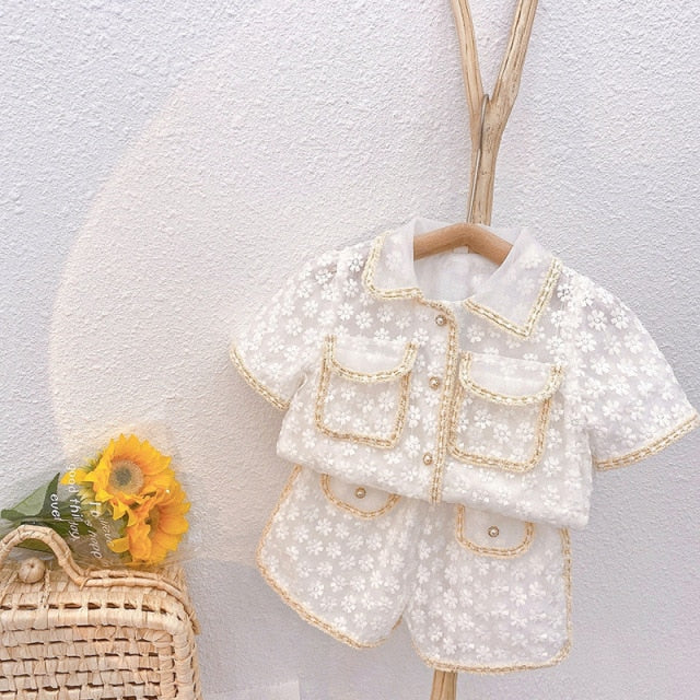 Girls' Suit Summer New Style British Style Skirt Suit Two-piece Suit Chain Bag  Kids Clothes Girls Kids Clothes Girls