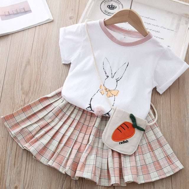 Girls' Suit Summer New Style British Style Skirt Suit Two-piece Suit Chain Bag  Kids Clothes Girls Kids Clothes Girls
