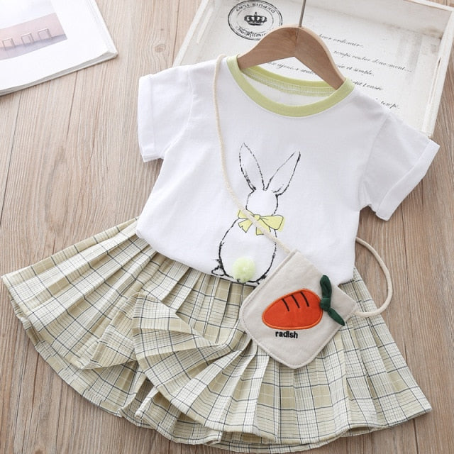 Girls' Suit Summer New Style British Style Skirt Suit Two-piece Suit Chain Bag  Kids Clothes Girls Kids Clothes Girls