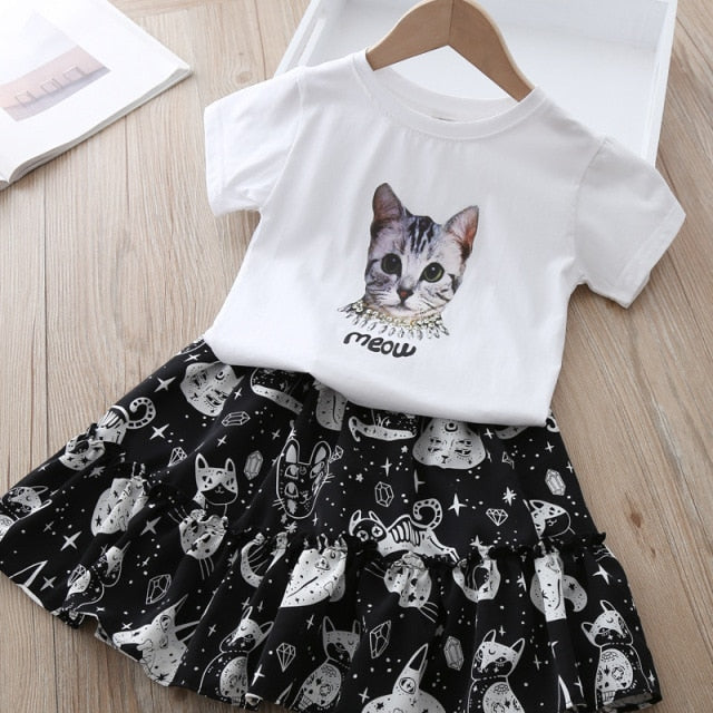 Girls' Suit Summer New Style British Style Skirt Suit Two-piece Suit Chain Bag  Kids Clothes Girls Kids Clothes Girls