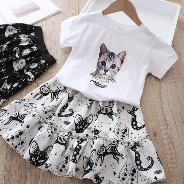 Girls' Suit Summer New Style British Style Skirt Suit Two-piece Suit Chain Bag  Kids Clothes Girls Kids Clothes Girls
