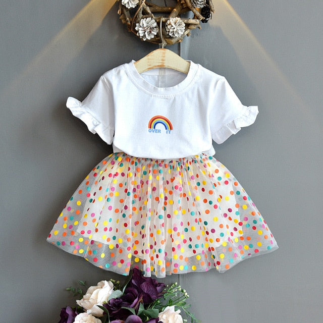 Girls' Suit Summer New Style British Style Skirt Suit Two-piece Suit Chain Bag  Kids Clothes Girls Kids Clothes Girls