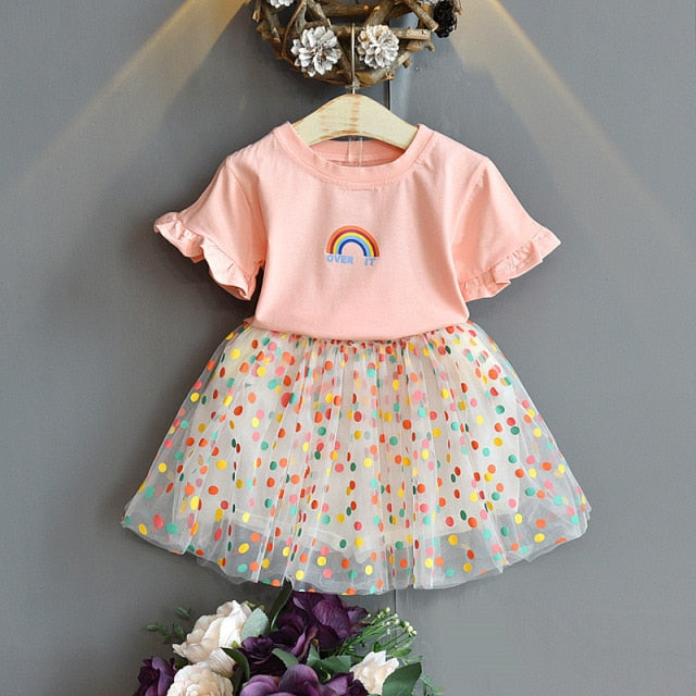 Girls' Suit Summer New Style British Style Skirt Suit Two-piece Suit Chain Bag  Kids Clothes Girls Kids Clothes Girls